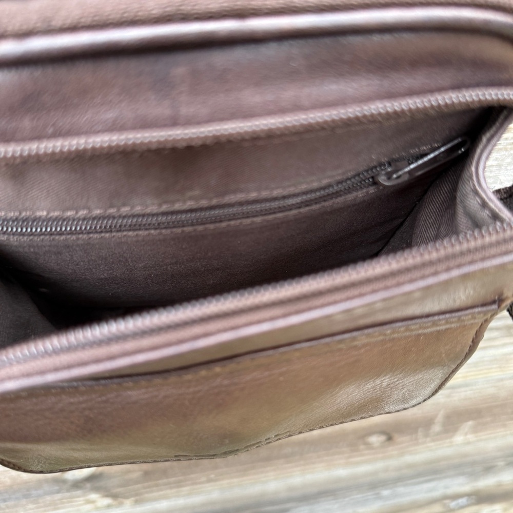 Vintage Fossil Brown Leather Organizer Crossbody Bag Functional Retro Classic - Picture 9 of 13